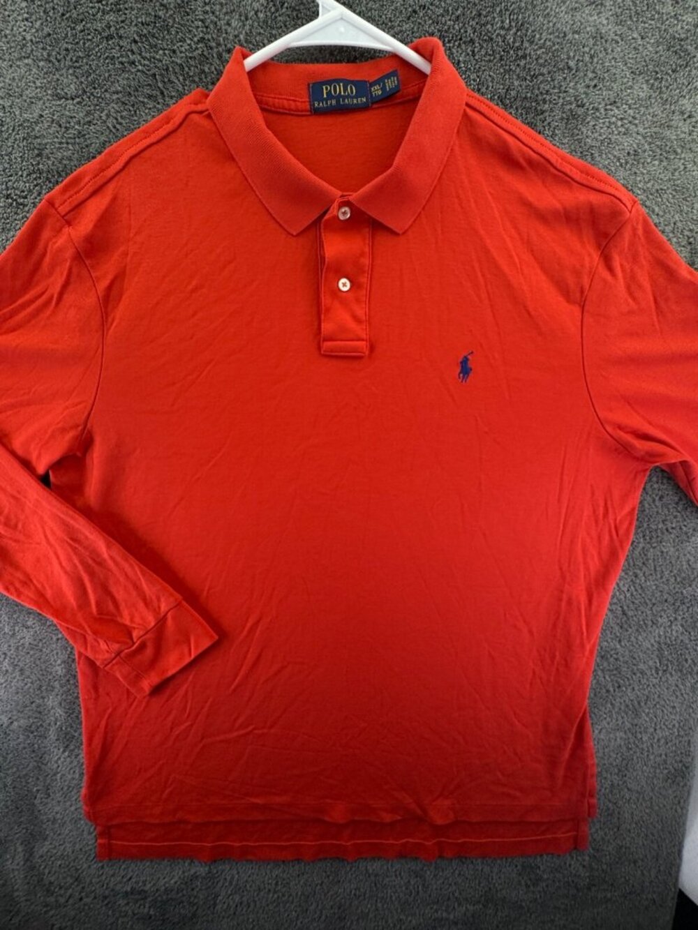Polo Ralph Lauren 2XL Long Sleeve Polo Shirt Orange Cotton Adult Pullover Pony